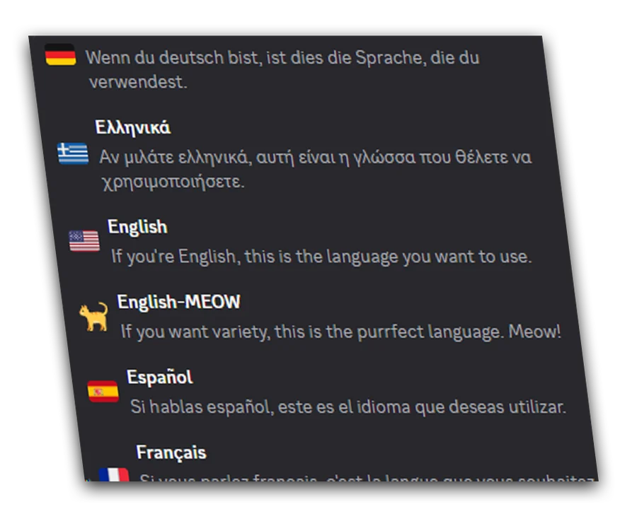 The real language selection menu of reFocus