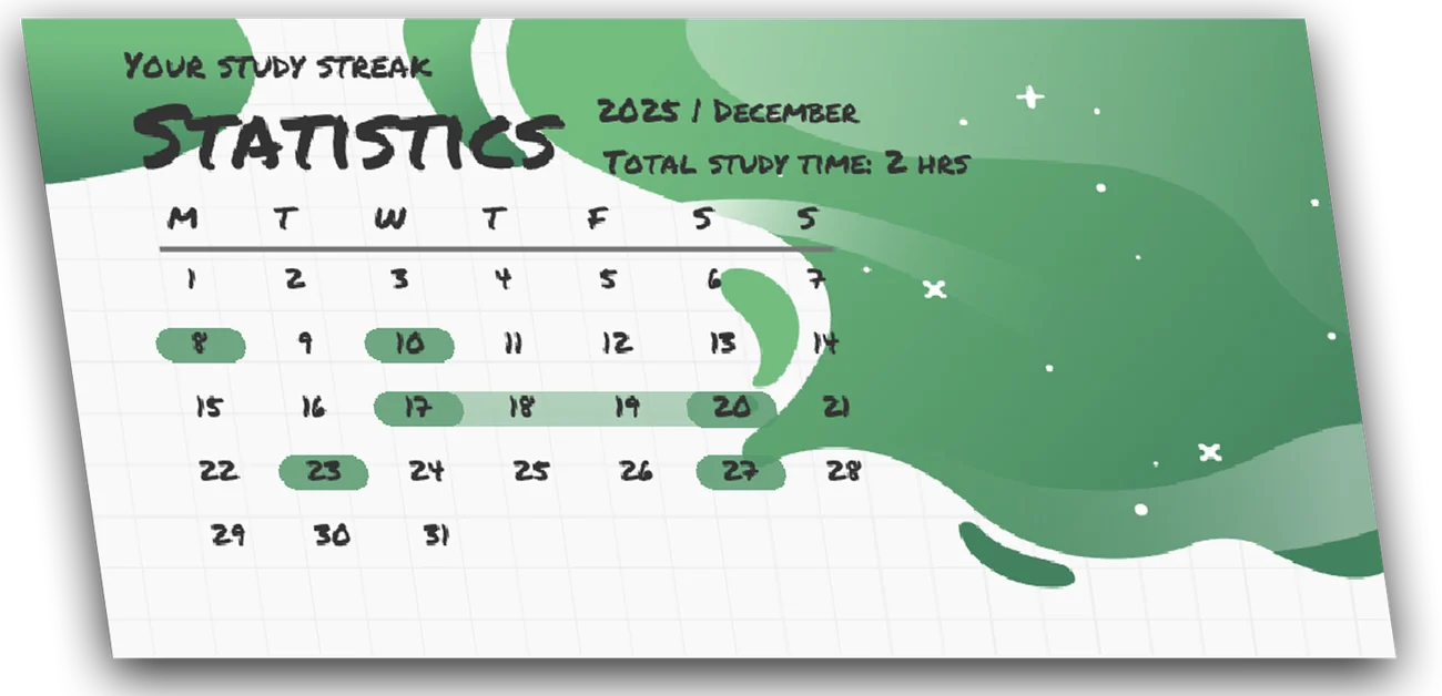 Study With Me streak card showing a daily study streak